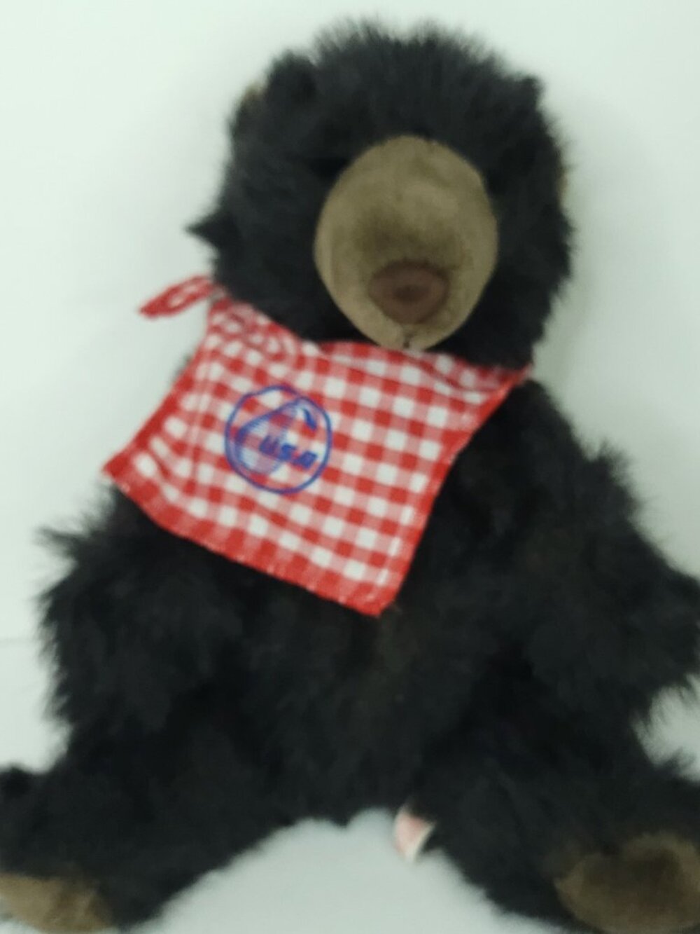 Animal Fair Pear Bear Plush Black Grizzly Shaggy Fur Bandana & Tags Stuffed 12"